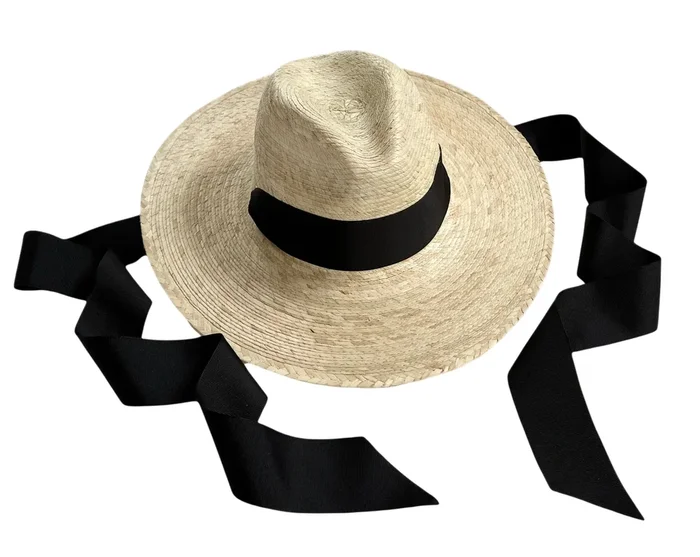 Zinnia Sun Hat – Long Black Grosgrain Ribbon