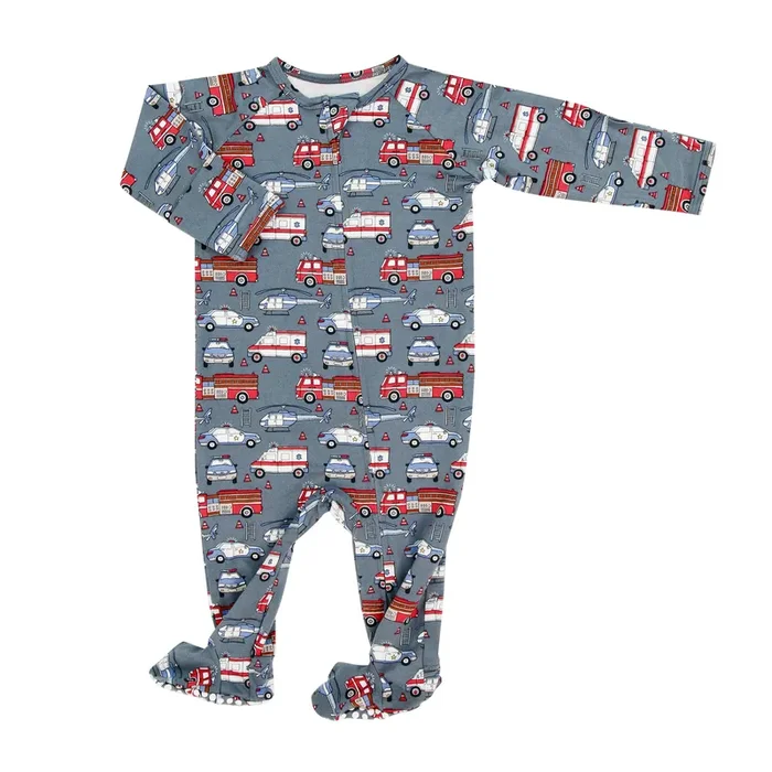 Zipper Footie Asst Prints Sweet Bamboo